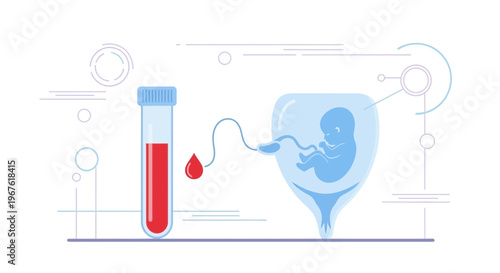 Fetus in Uterus with Blood Sample: IVF, Pregnancy, Medical Science Concept