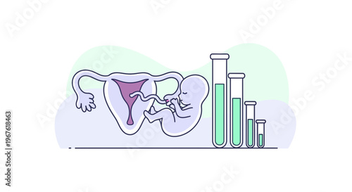 In Vitro Fertilization: Fetus and Uterus with Test Tubes, IVF Concept
