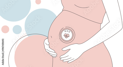 Pregnant belly with baby heartbeat monitor, symbolizing pregnancy and new life