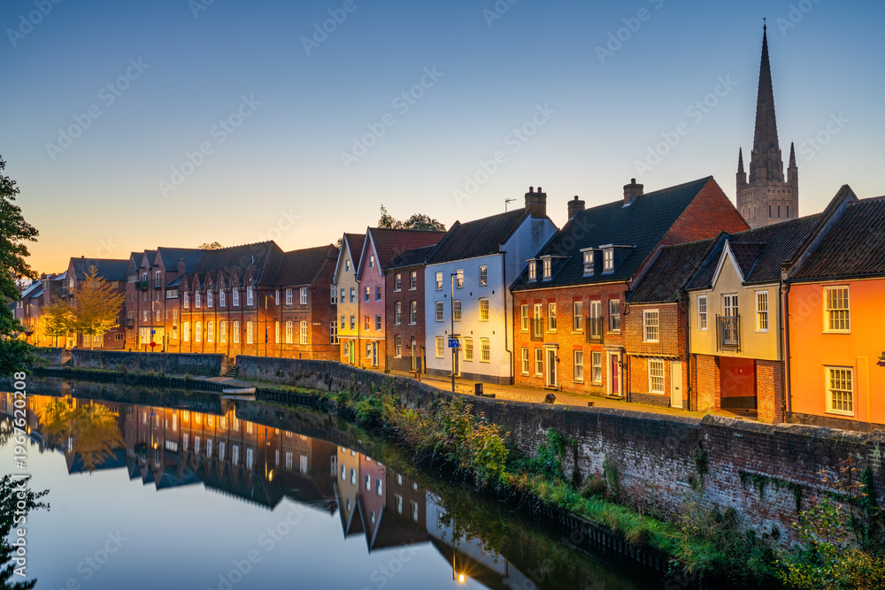Fototapeta premium Norwich Quayside at dawn. Norfolk. England