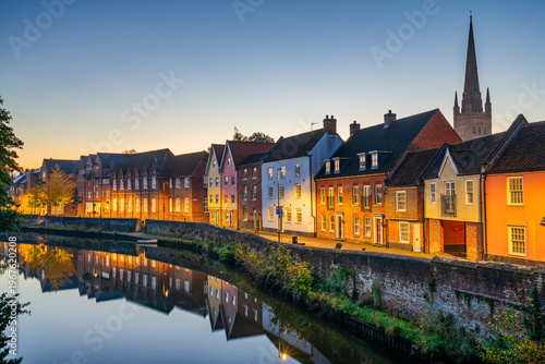 Obraz na płótnie Norwich Quayside at dawn. Norfolk. England