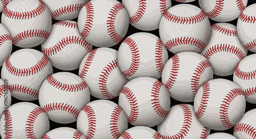 Baseballs Stacked Together in Pile.