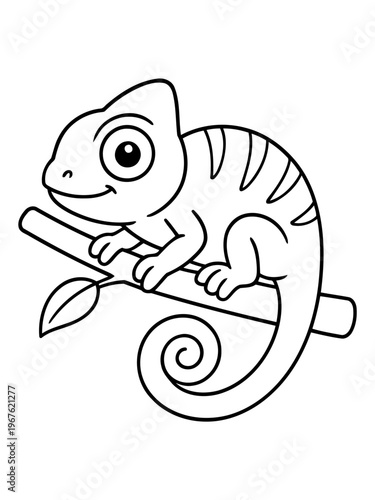 Chameleon on a Branch: A charming chameleon is perched gracefully on a branch, its eye is alert, showcasing the intricacies of this fascinating creature. 