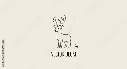 Line drawing of a deer standing.