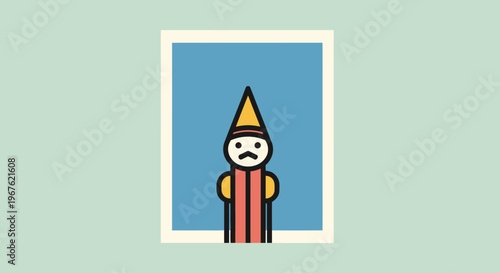 Sad cartoon character in frame.