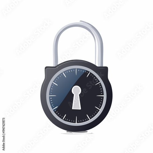 Illustration of a black padlock with keyhole and opened shackle