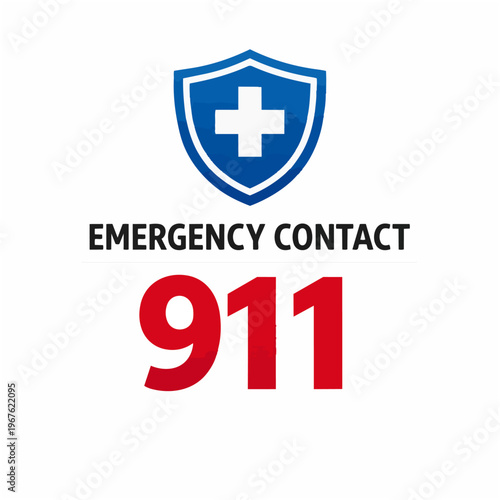 Free Download Blue Medical Shield with Cross and 911 Emergency Number - GFXLoad