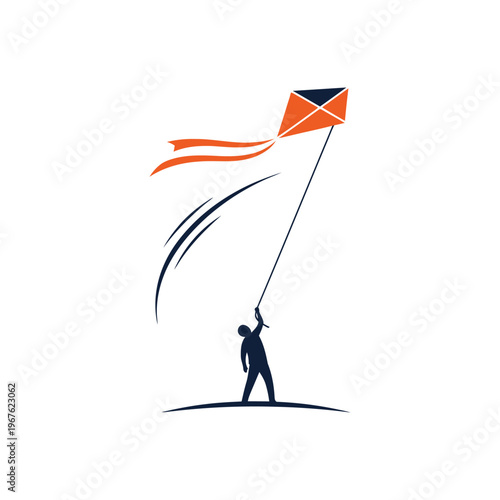 Child flying kite silhouette in park outdoors freedom joy happiness childhood leisure activity summer day recreation fun wind outdoors playful energetic.