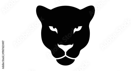 Black Panther Head Silhouette, Fierce Feline Predator, Wild Animal Logo