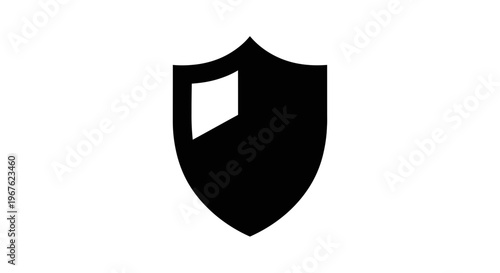 Black Shield Icon Symbol, Security and Protection Concept, Isolated on White Background