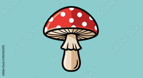 A cartoon mushroom with red cap.
