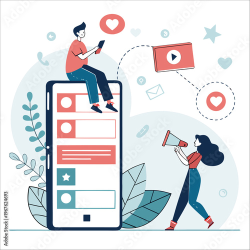 Social Media Marketing Flat Vector Illustration