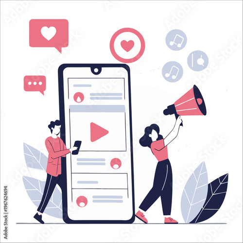 Social Media Marketing Flat Vector Illustration