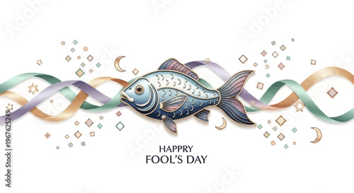 April Mop Celebration A Fun April Fools Day with Festive Decorations and Playful Fish