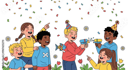 April Mop Celebration Joyful Kids Enjoy April Fools Day Pranks and Fun