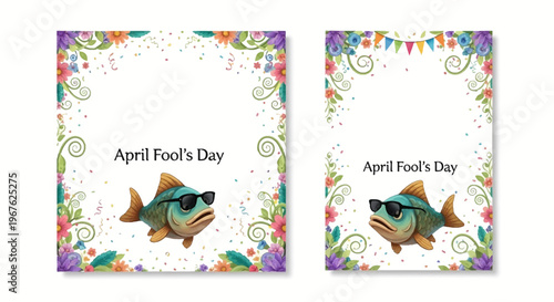 April Mop Celebration Funny Fish Wearing Sunglasses for April Fools Day Festive Greeting Card
