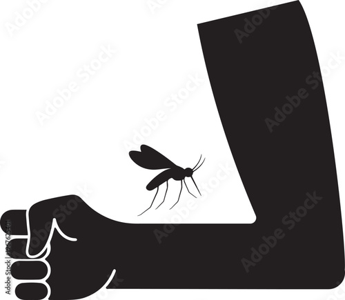 Mosquito biting arm illustration icon for insect repellent