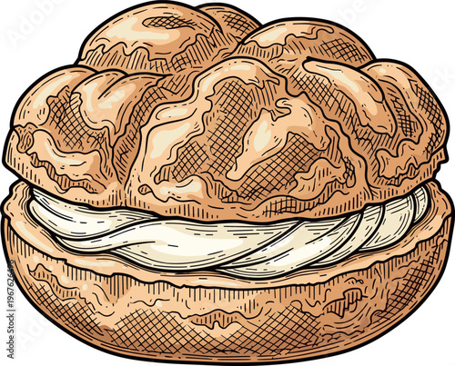 A delicious cream puff pastry dessert with a rich white filling