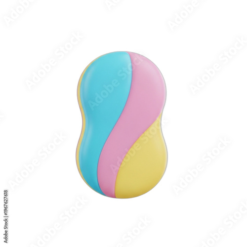 Colorful Abstract Smooth Pebble-like 3D Object with Gentle Wave Pattern