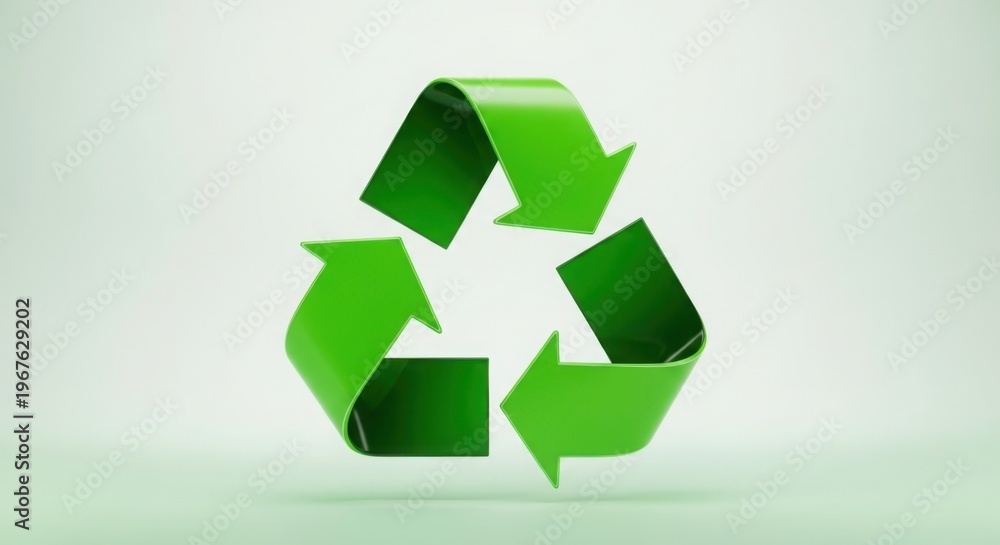 Obraz premium Green Recycling Symbol on Light Background, Eco-friendly Concept