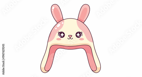 Digital illustration of a cute cartoon bunny character with pink ears and blush cheeks on a white background.