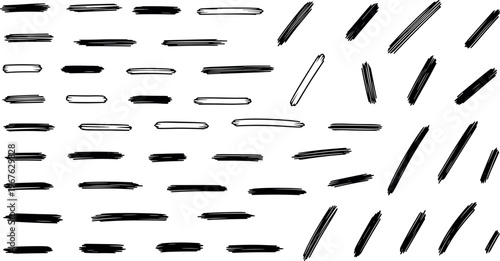A creative abstract art piece featuring various black lines on a white background