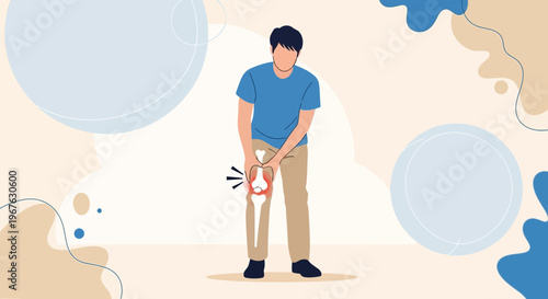 Man with Knee Pain Holding His Leg, Joint Injury Concept