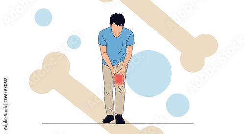 Man with knee pain, joint inflammation, bone health concept