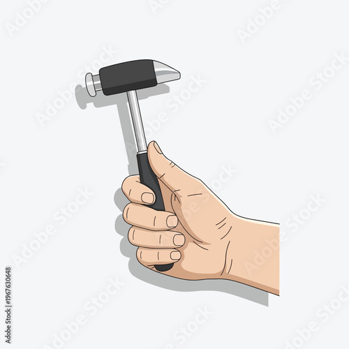 Close-up of a human hand gripping a specialized medical reflex hammer, commonly used by doctors for neurological examinations and diagnostic assessments in a healthcare setting