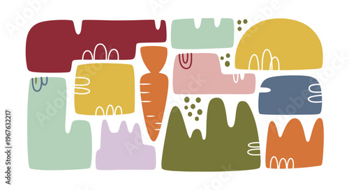 Abstract Organic Shapes and Carrot Illustration.