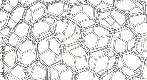Abstract Geometric Network Structure, Hexagonal Pattern, Interconnected Lines