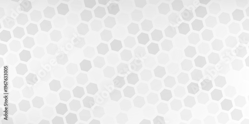 Abstract white and grey hexagonal pattern background design. Modern simple overlapping hexagon geometric element with molecular structures. Medical science technology concept