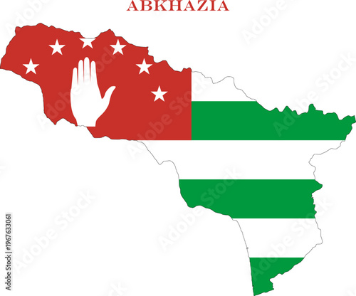 Abkhazia Map Flag National Vector Outline with Hand and Stars