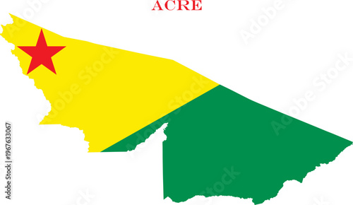 Acre Map Flag Brazil State Vector Outline with Red Star