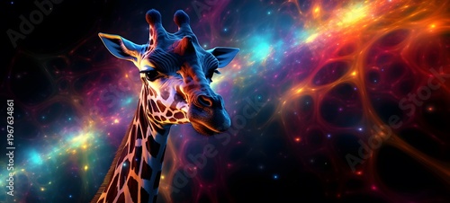 Astral vision giraffe meets cosmos,generative AI