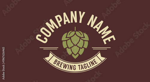 Vintage Brewing Company Logo with Hop Cone and Banner Design.
