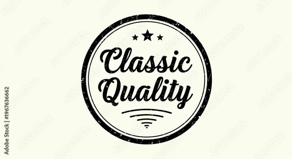 Fototapeta premium Vintage style circular badge with classic quality text and stars.
