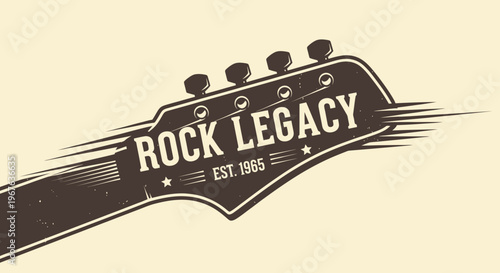 Vintage Rock Legacy Guitar Headstock Logo Design.