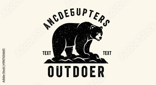 Vintage style black bear illustration for outdoor adventure and wilderness exploration.