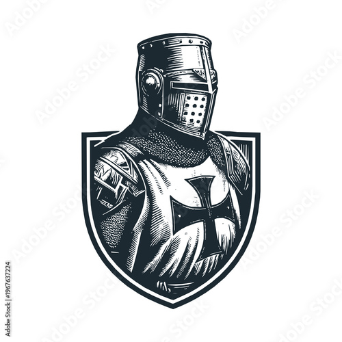 Engraved logo of Templar knight