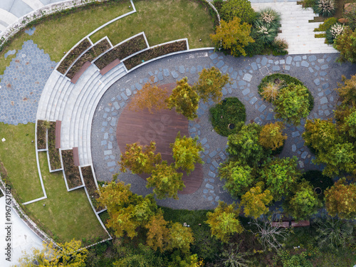 Aerial view of modern park at autumn