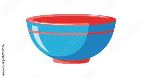 Vibrant Blue and Red Ceramic Bowl Isolated on White Background