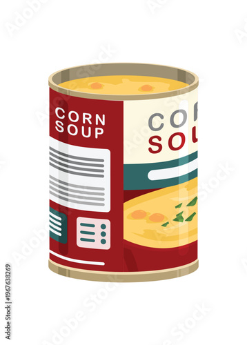 Corn soup can. Simple flat illustration.