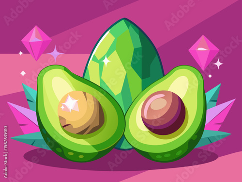 Freshly sliced avocados with vibrant green flesh and single seed in center