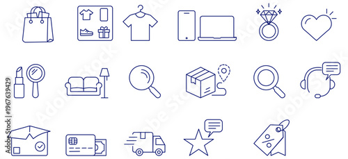 E-commerce and Online Shopping Linear Icon Sheet Collection