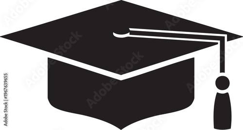 Black graduation cap icon with tassel