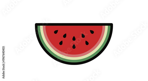 A vibrant slice of watermelon with black seeds.