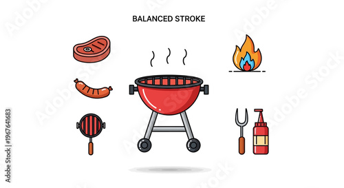 Barbecue Grill with Sausage and Tools.