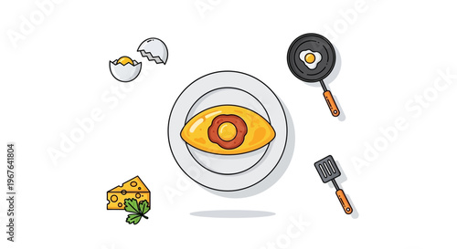 Fried Egg on a Plate Served.