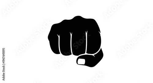 Black Fist Silhouette Icon on White Background